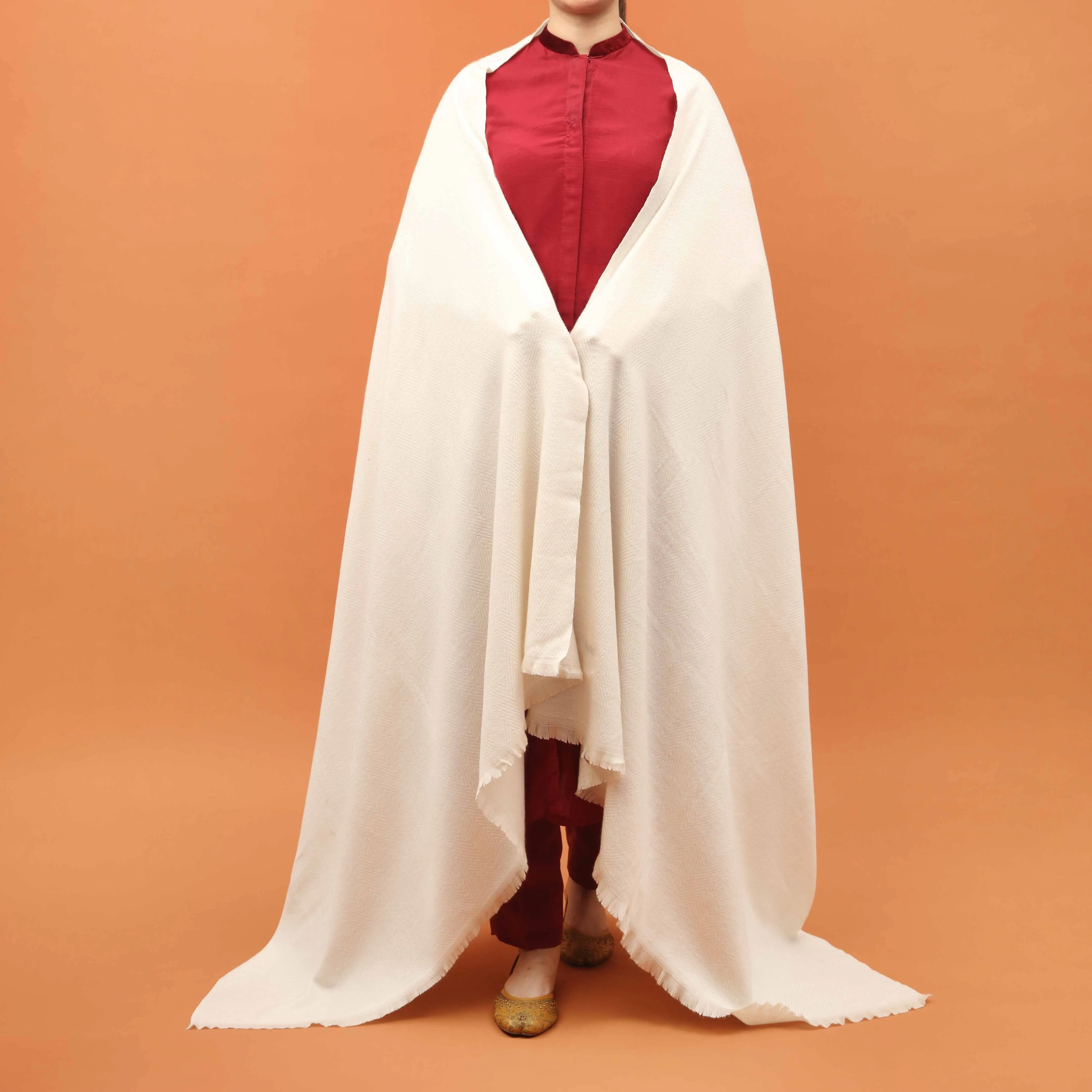 White Acrylic Winter Shawl PN4388